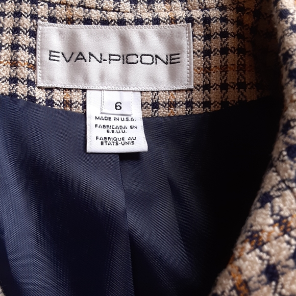 EVAN PICONE made in USA Viscose Rayon Houndstooth 4 Button Blazer Size 6 - Picture 2 of 8